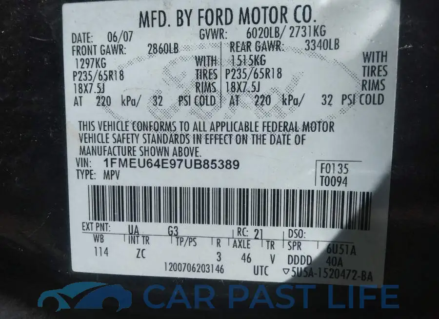 1FMEU64E97UB85389# 9