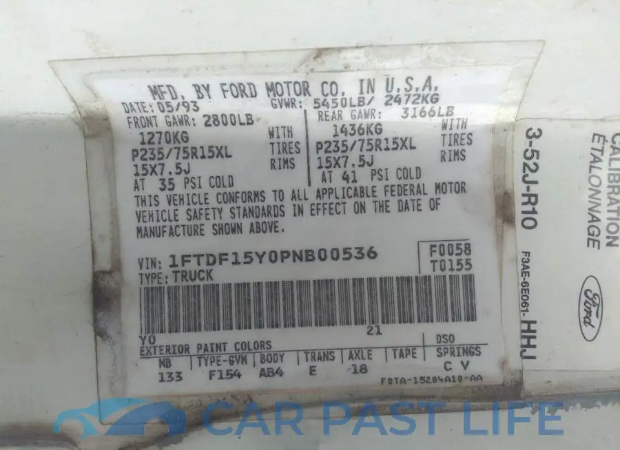 1FTDF15Y0PNB00536# 9