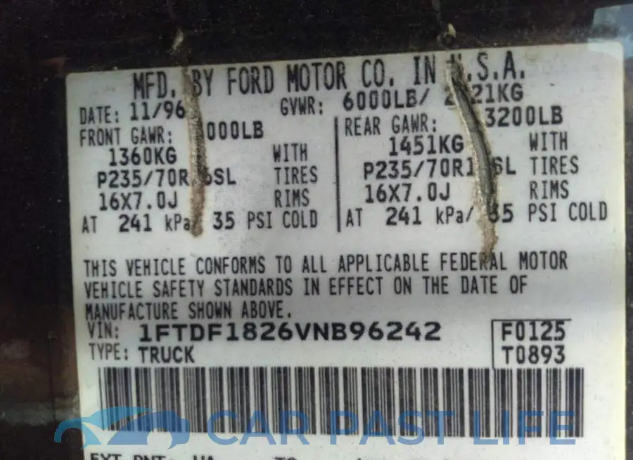 1FTDF1826VNB96242# 9