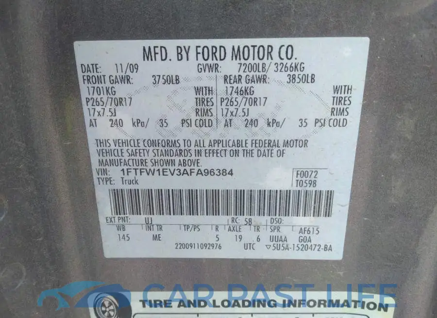 1FTFW1EV3AFA96384# 9