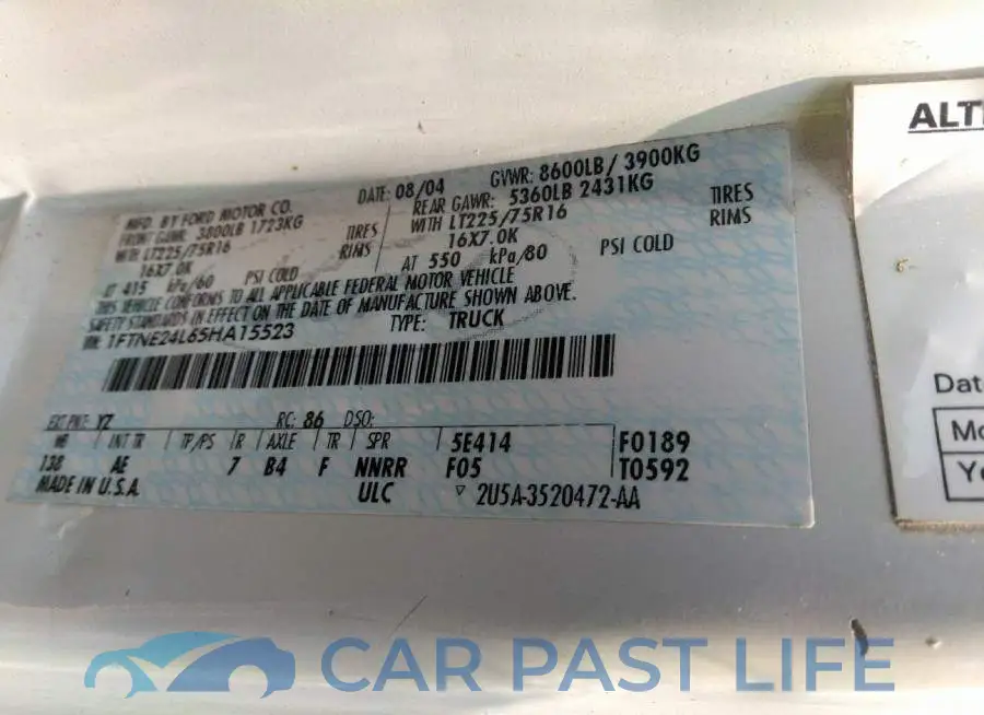 1FTNE24L65HA15523# 9