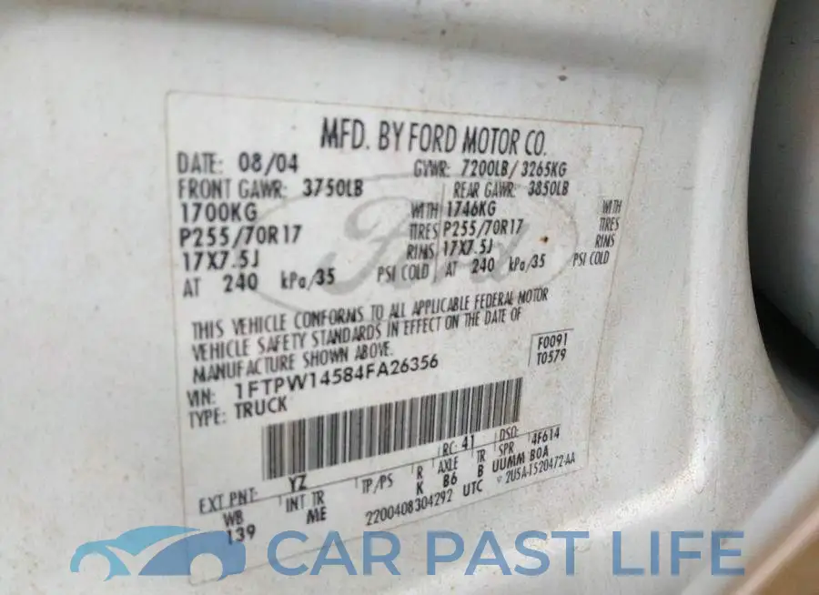 1FTPW14584FA26356# 9