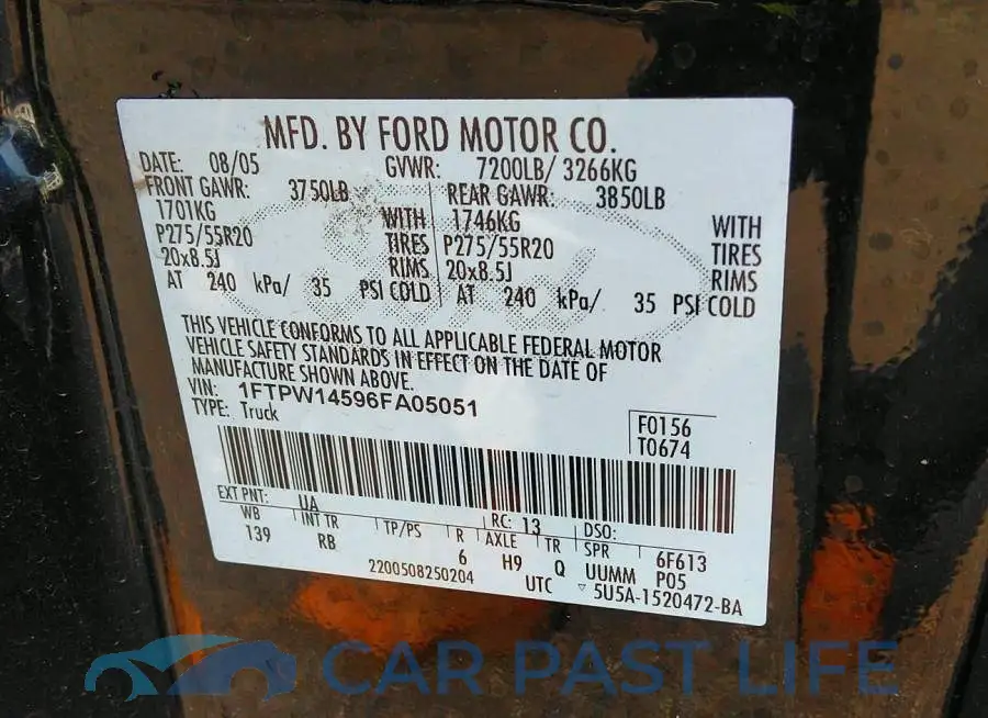 1FTPW14596FA05051# 9