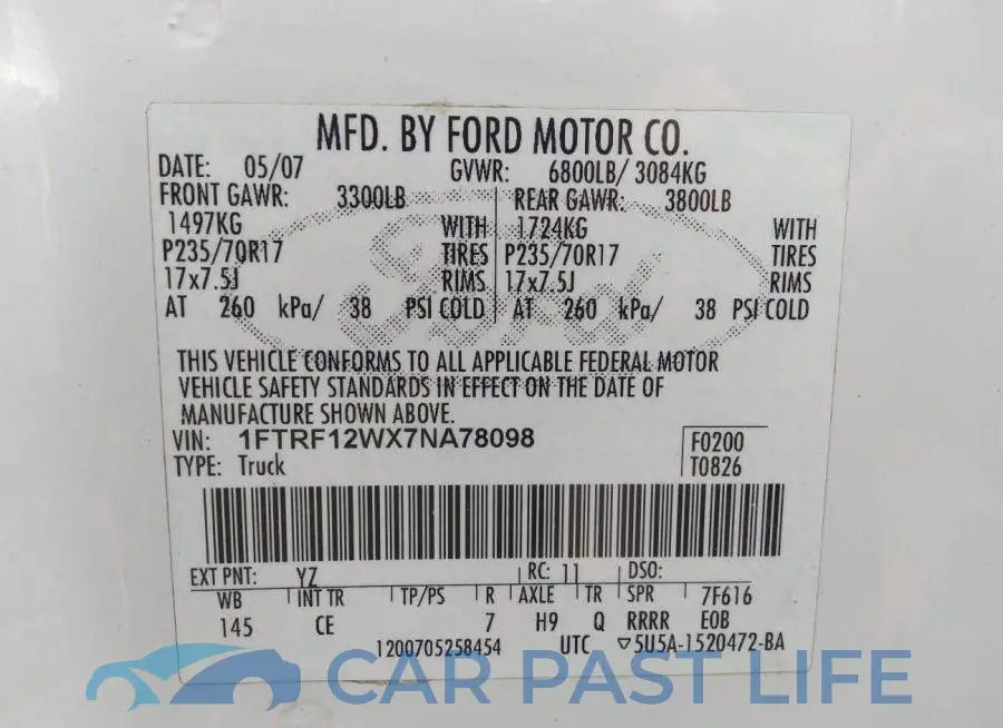 1FTRF12WX7NA78098# 9