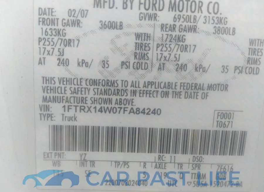 1FTRX14W07FA84240# 9