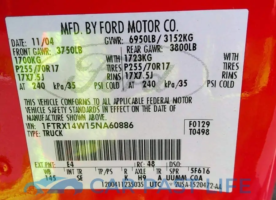 1FTRX14W15NA60886# 9