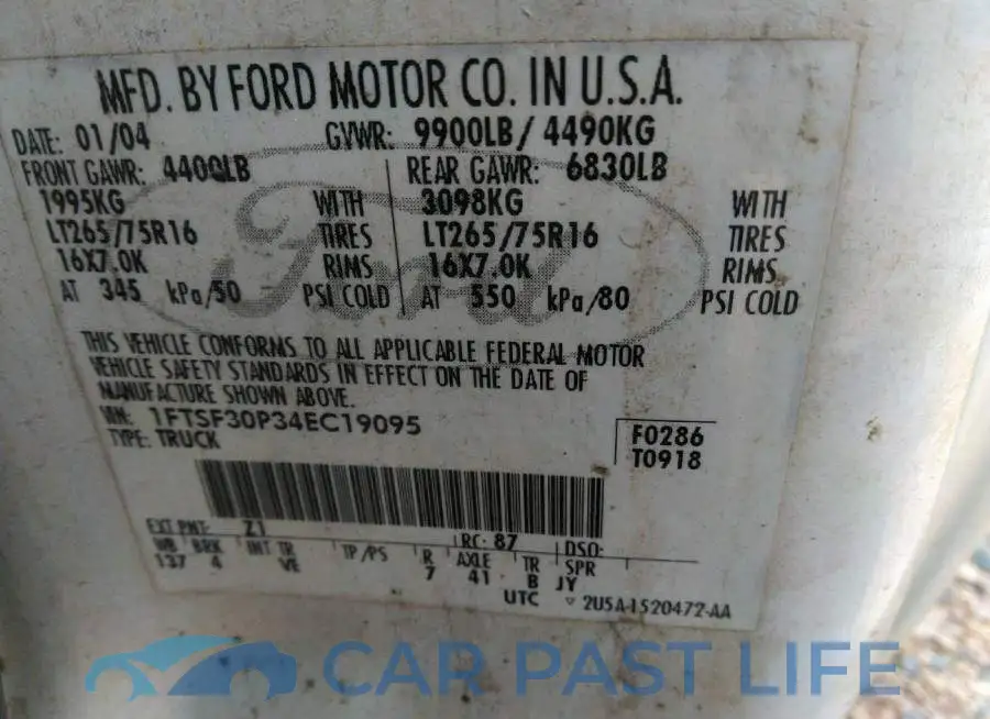 1FTSF30P34EC19095# 9
