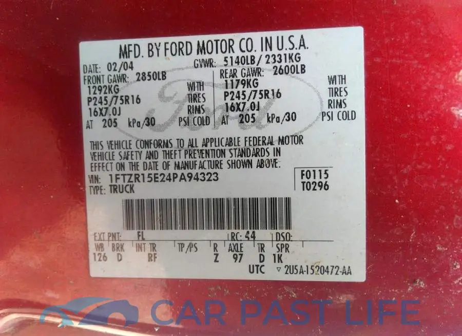 1FTZR15E24PA94323# 9