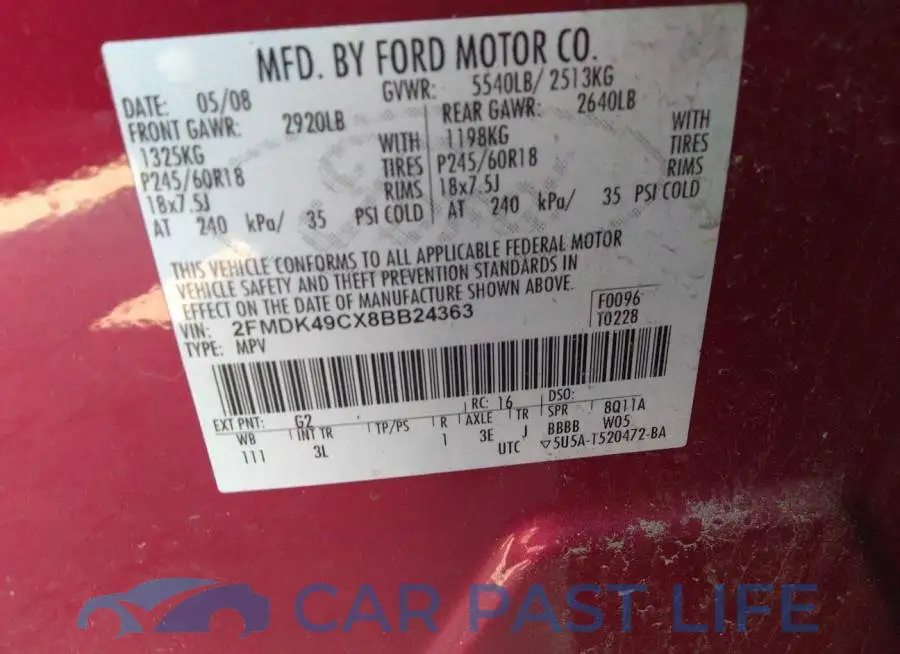 2FMDK49CX8BB24363# 9