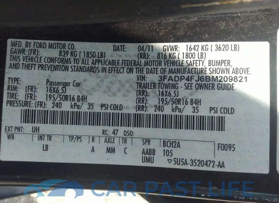 3FADP4FJ6BM209821# 9