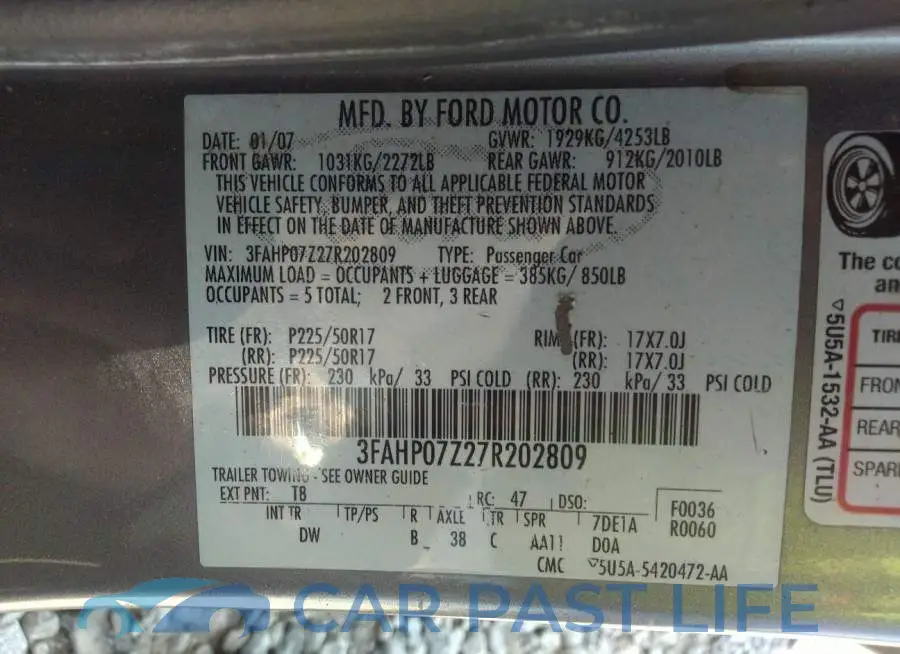 3FAHP07Z27R202809# 9