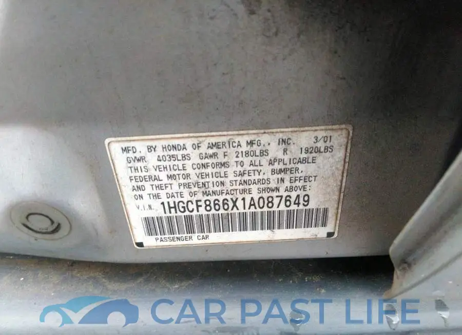 1HGCF866X1A087649# 9