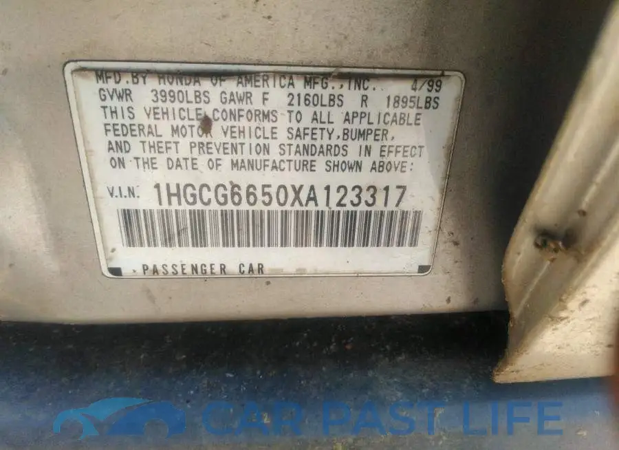 1HGCG6650XA123317# 9