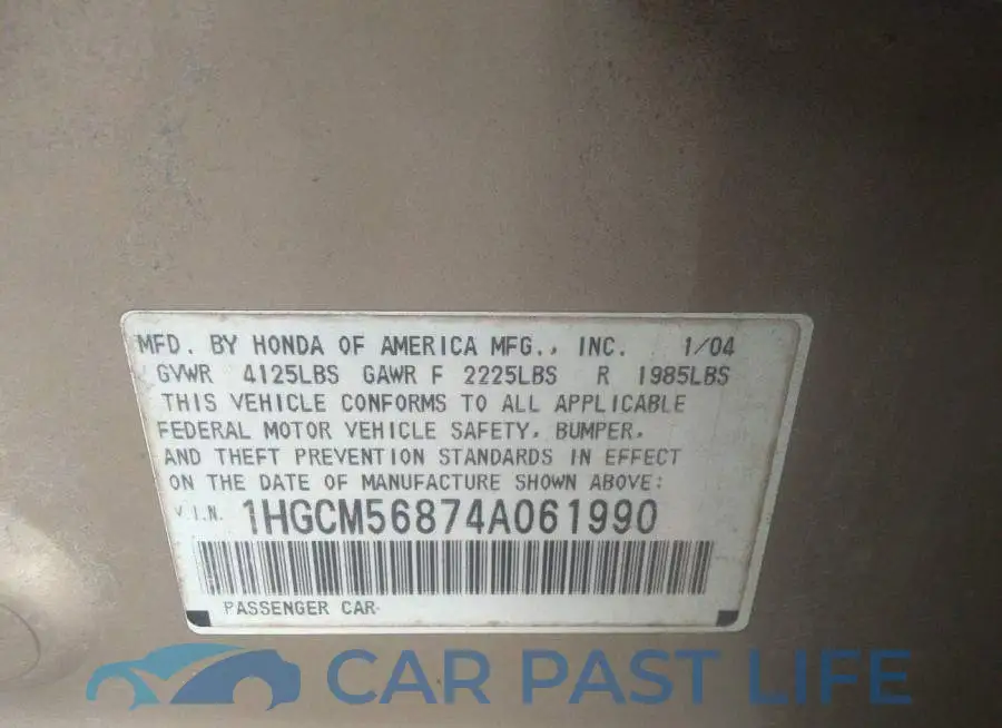 1HGCM56874A061990# 9