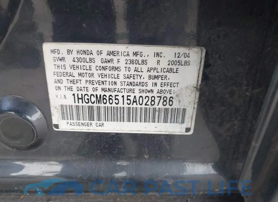 1HGCM66515A028786# 9