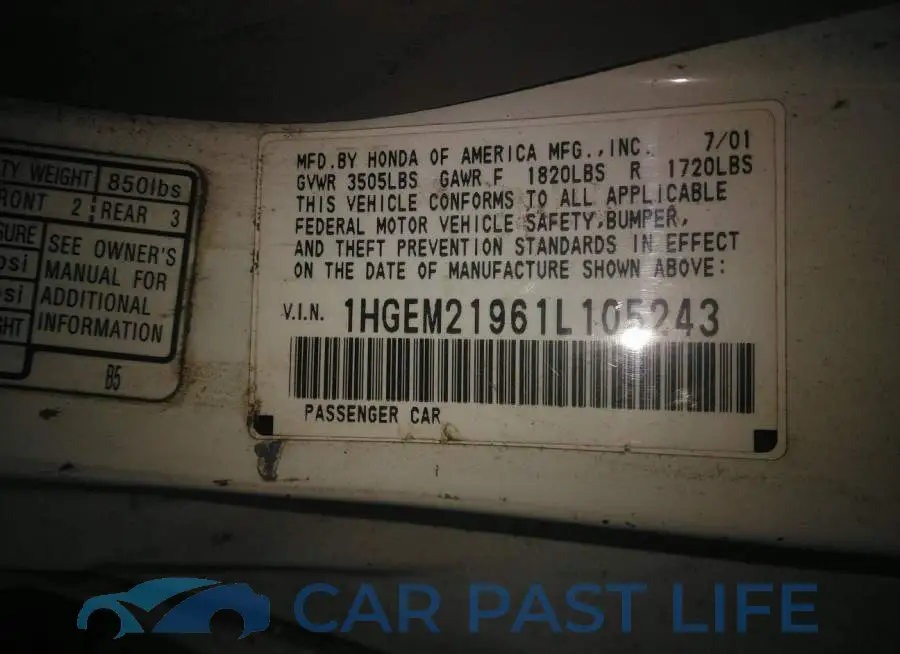 1HGEM21961L105243# 9