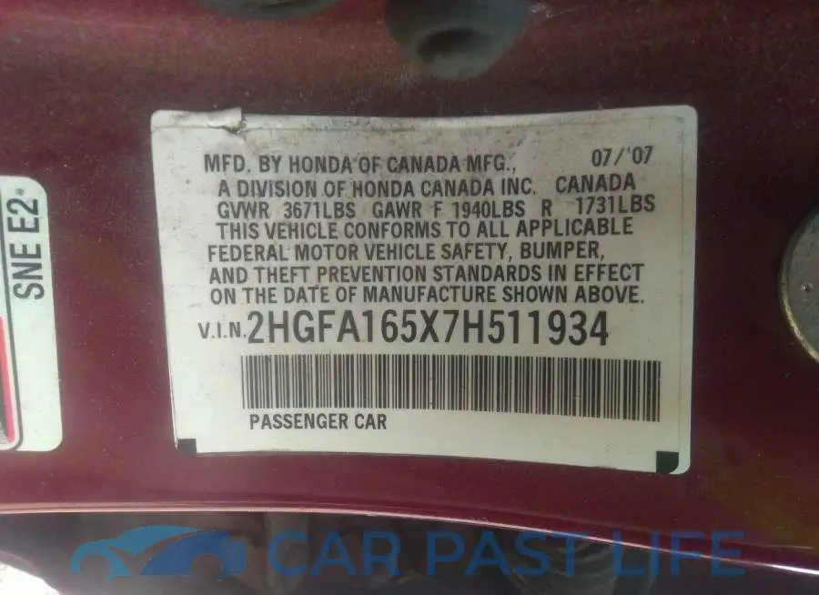 2HGFA165X7H511934# 9