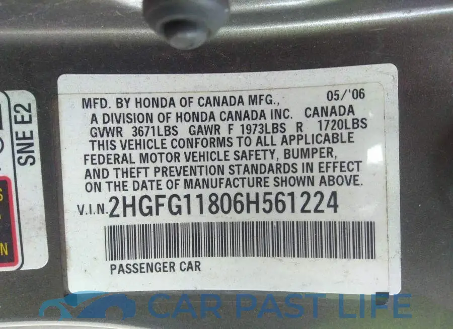 2HGFG11806H561224# 9