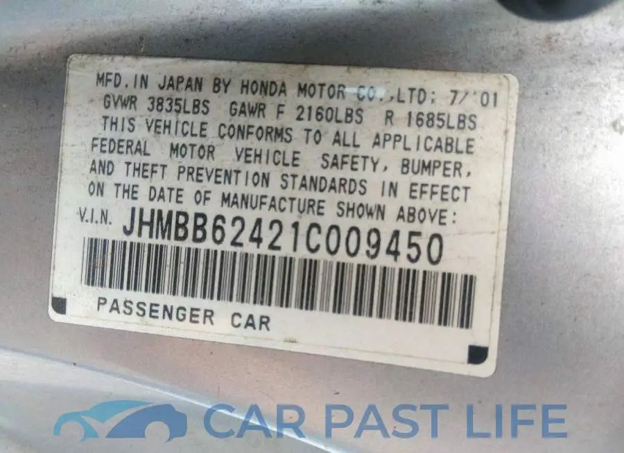 JHMBB62421C009450# 9