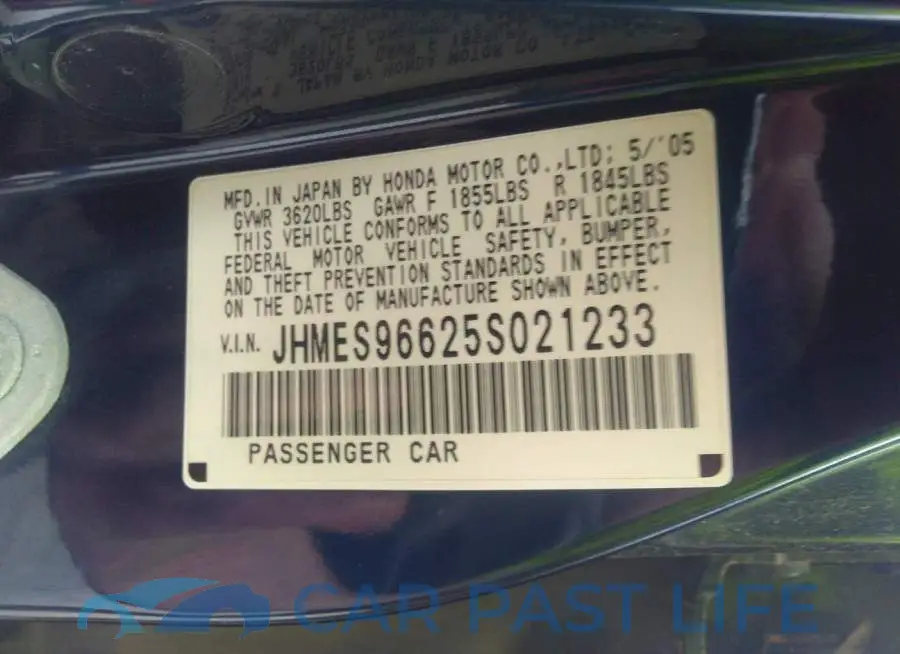 JHMES96625S021233# 9