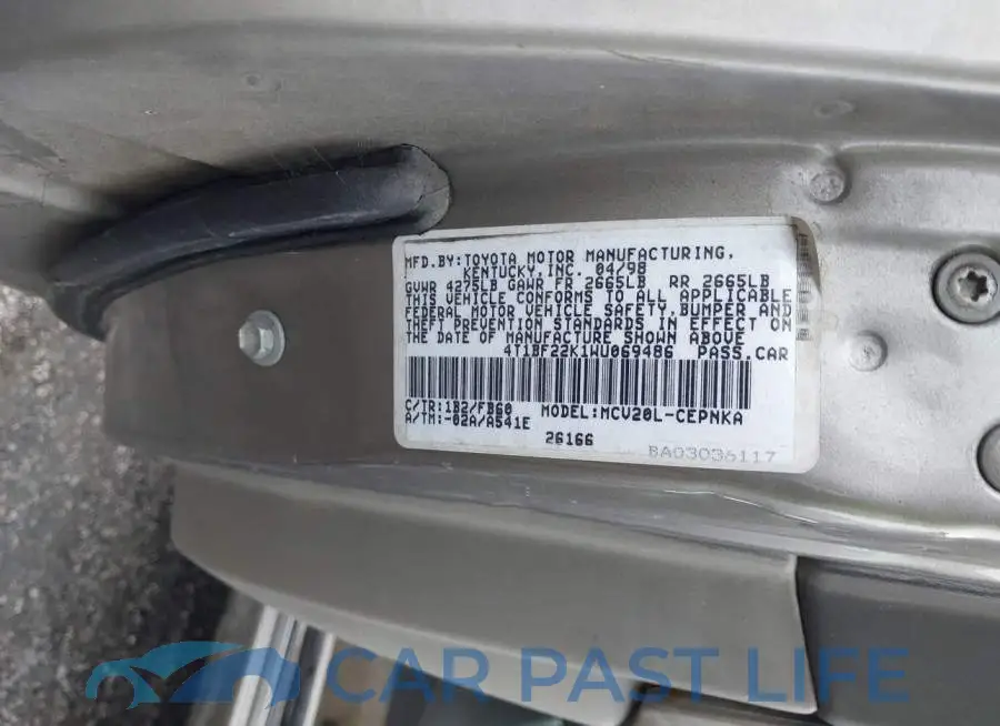 4T1BF22K1WU069486# 9