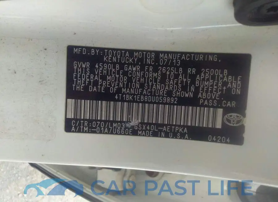 4T1BK1EB8DU059892# 9