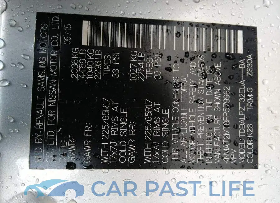 KNMAT2MT8FP579962# 9