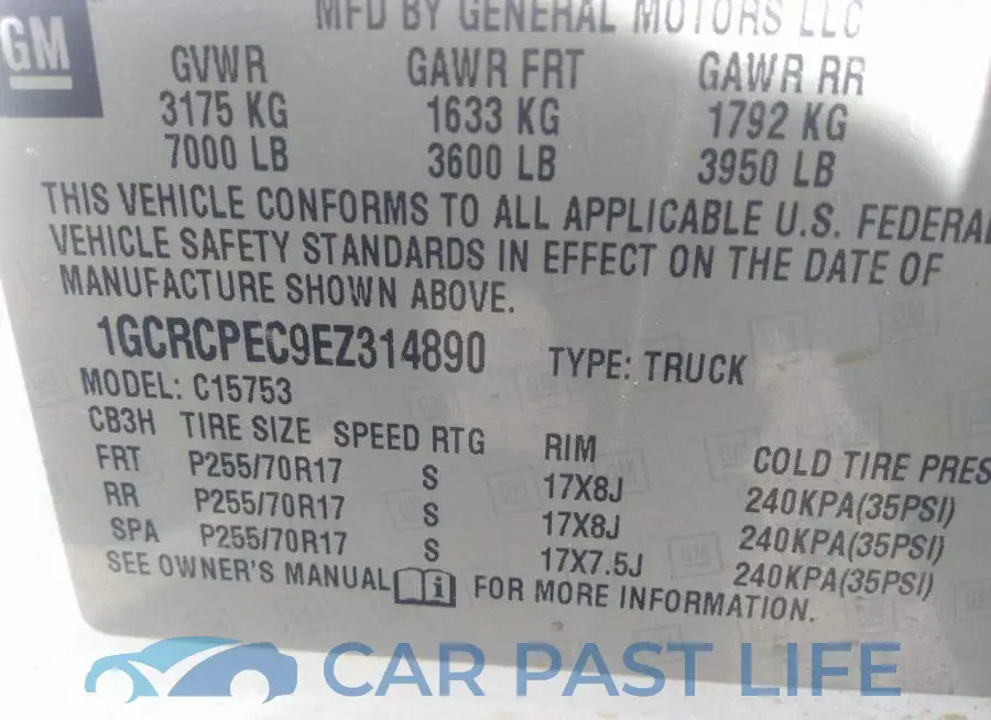 1GCRCPEC9EZ314890# 9