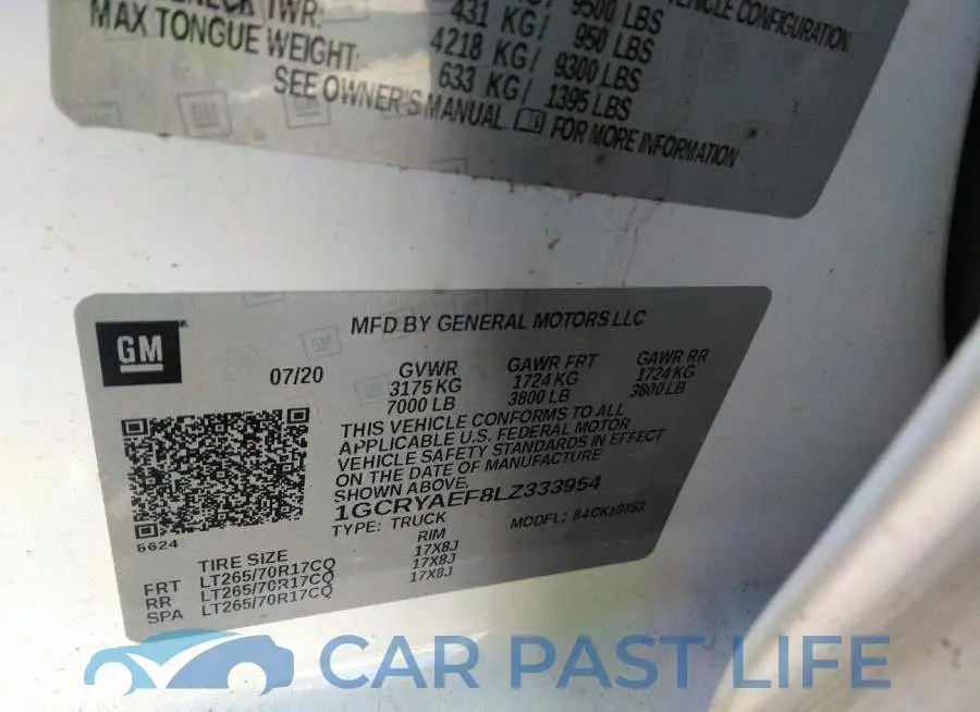 1GCRYAEF8LZ333954# 9