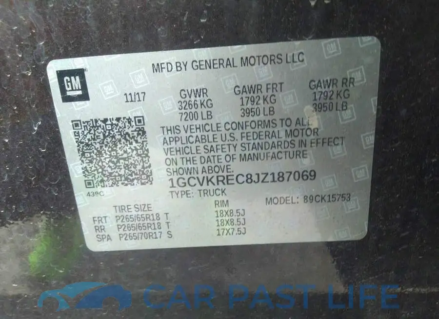 1GCVKREC8JZ187069# 9