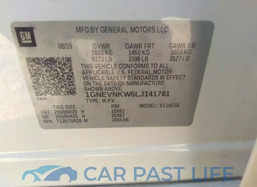 1GNEVNKW6LJ141781# 9
