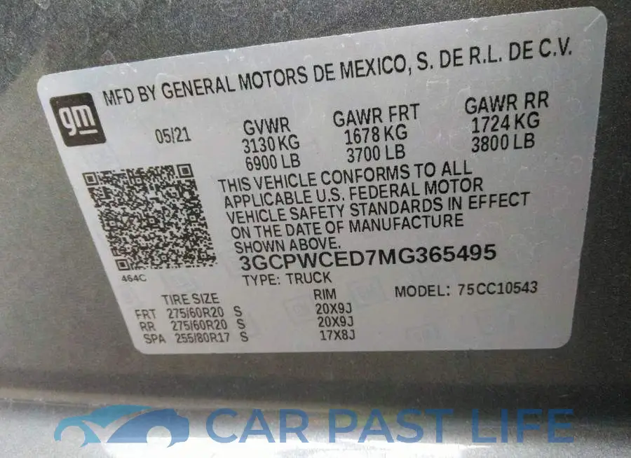 3GCPWCED7MG365495# 9