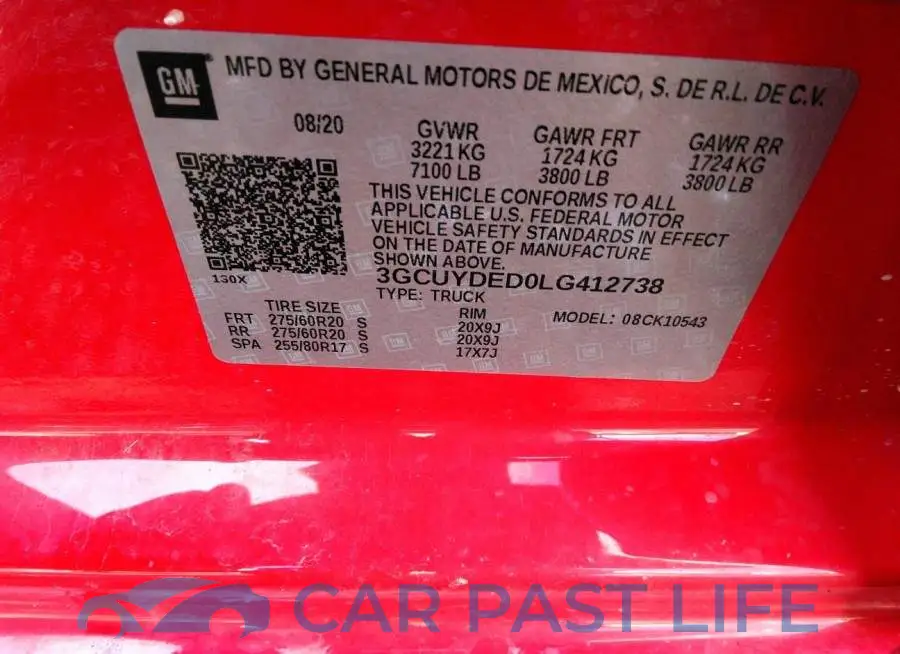 3GCUYDED0LG412738# 9