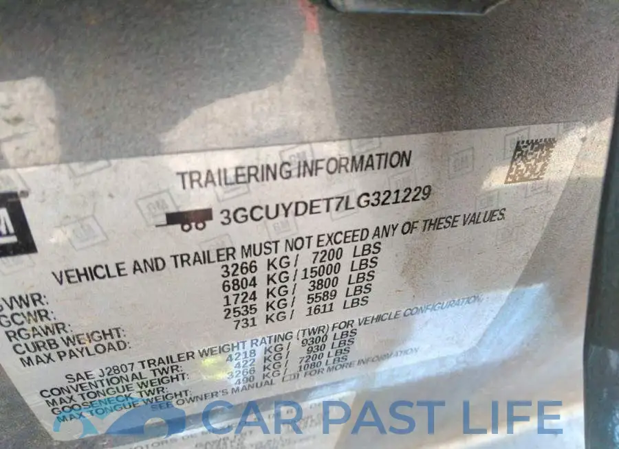 3GCUYDET7LG321229# 9