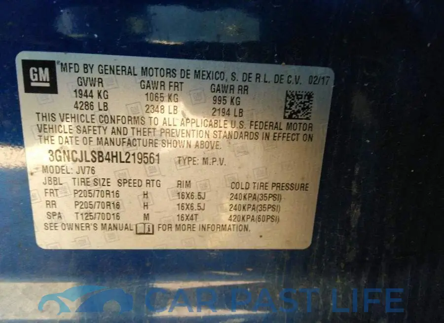 3GNCJLSB4HL219561# 9