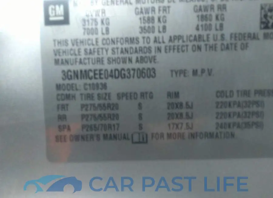 3GNMCEE04DG370603# 9