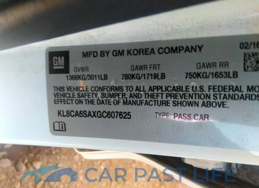 KL8CA6SAXGC607625# 9