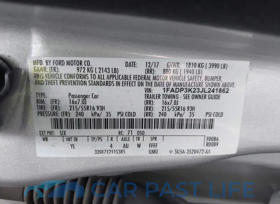 1FADP3K23JL241862# 9