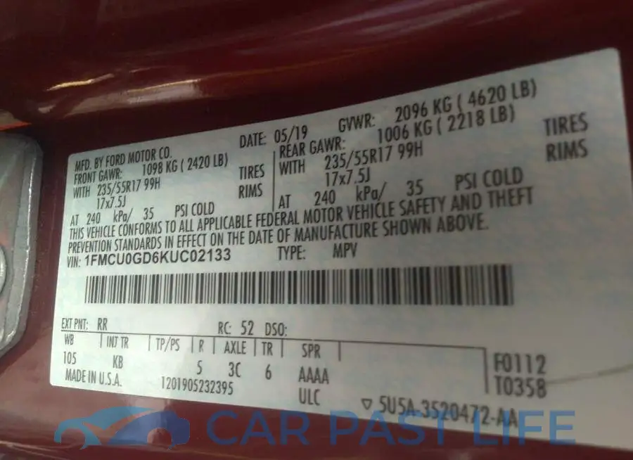 1FMCU0GD6KUC02133# 9
