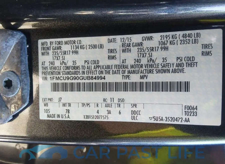 1FMCU9G90GUB84994# 9