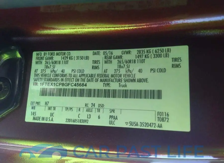 1FTEX1CP8GFC45684# 9