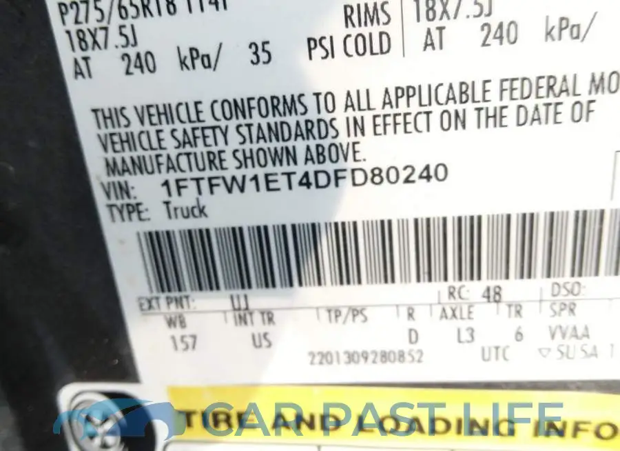 1FTFW1ET4DFD80240# 9