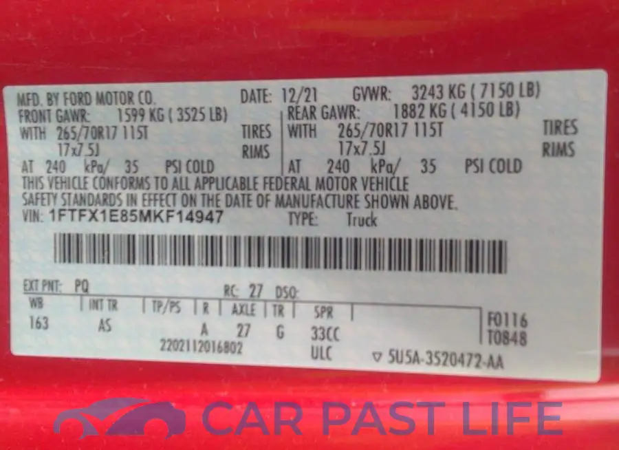1FTFX1E85MKF14947# 9
