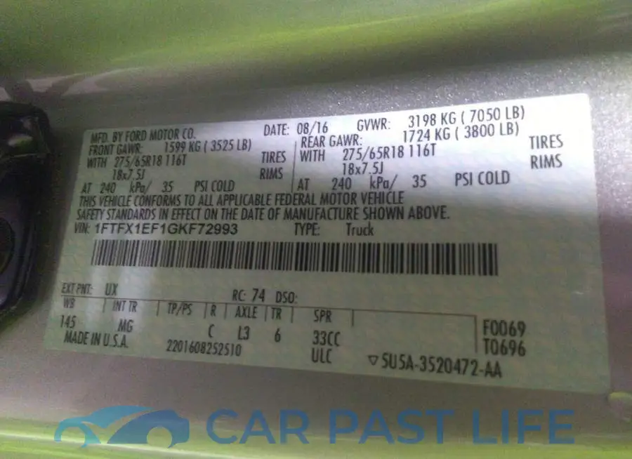 1FTFX1EF1GKF72993# 9