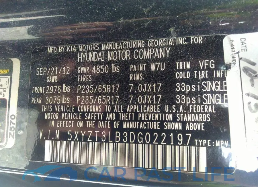 5XYZT3LB3DG022197# 9