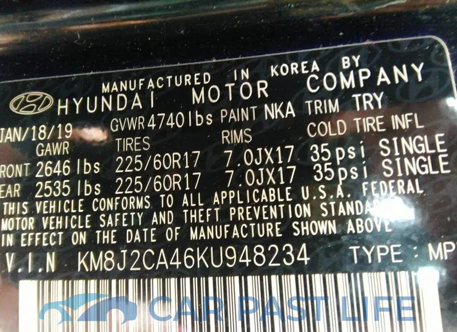 KM8J2CA46KU948234# 9