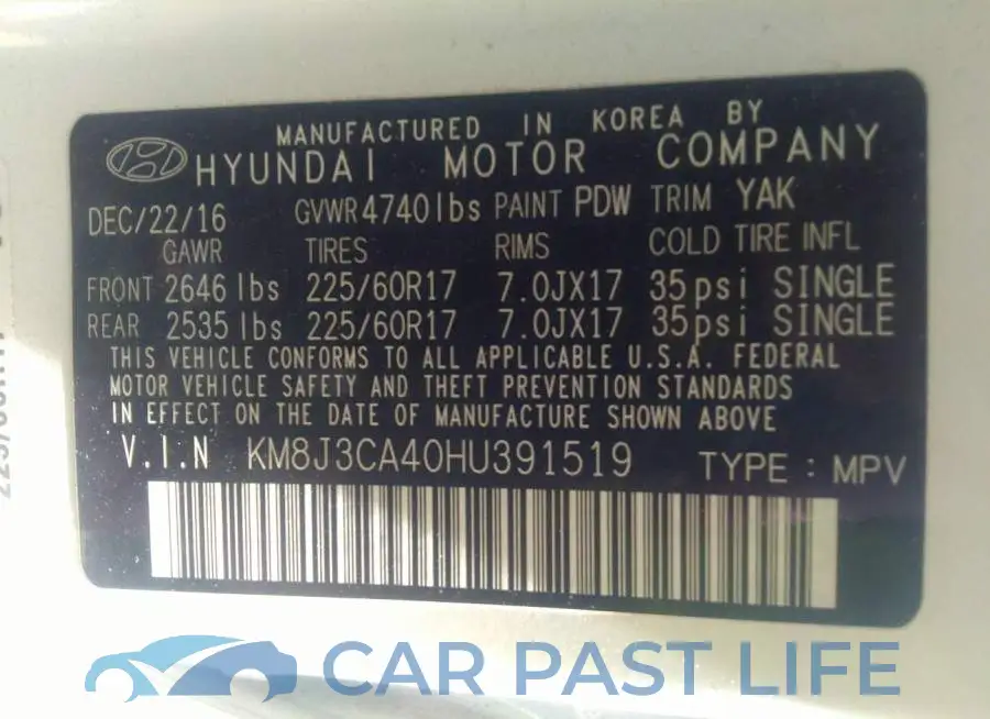KM8J3CA40HU391519# 9