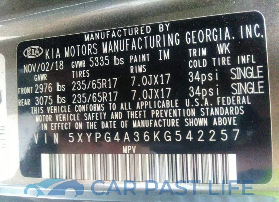 5XYPG4A36KG542257# 9