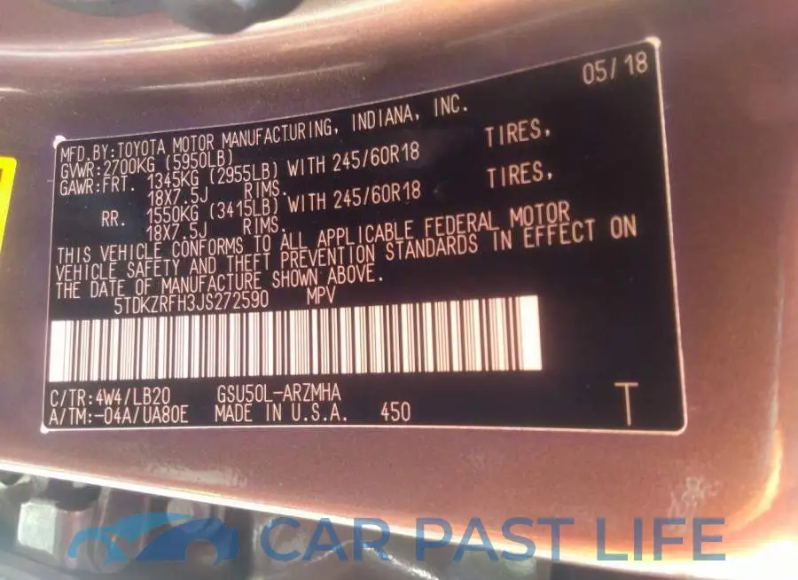 5TDKZRFH3JS272590# 9