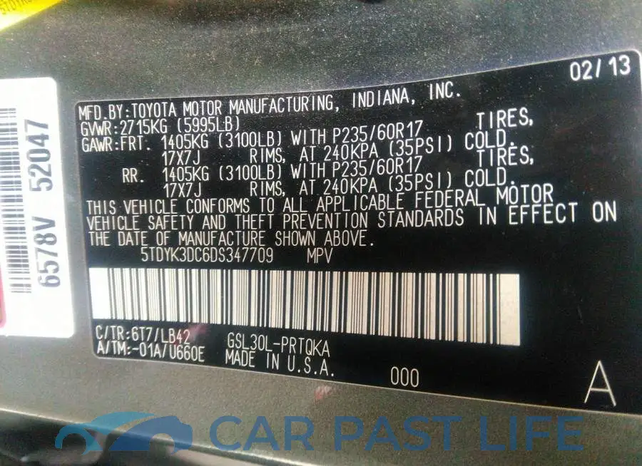 5TDYK3DC6DS347709# 9